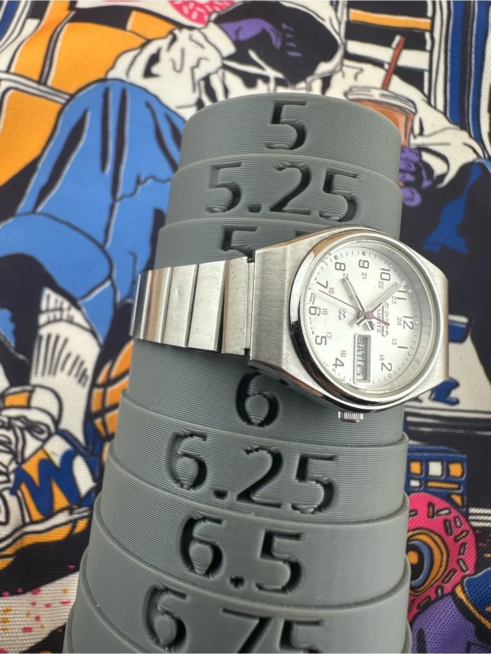 Seiko Quartz Stainless Steel Silver Watch with Day-Date